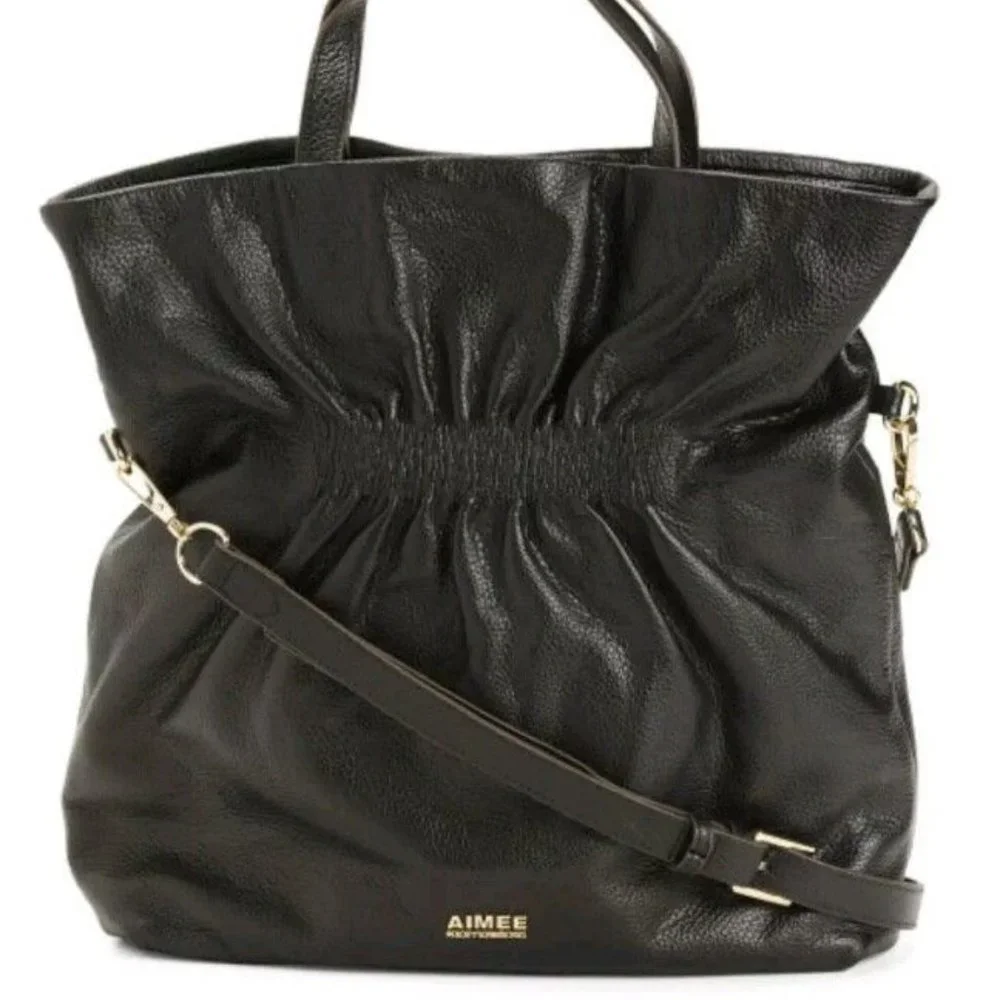 AIMEE KESTENBERG New 5th Avenue TOTE Shoulder Handbag Purse Leather BLACK 🎉HP